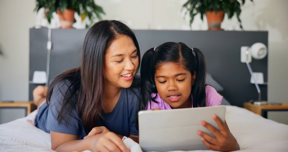 A parent and child learning together